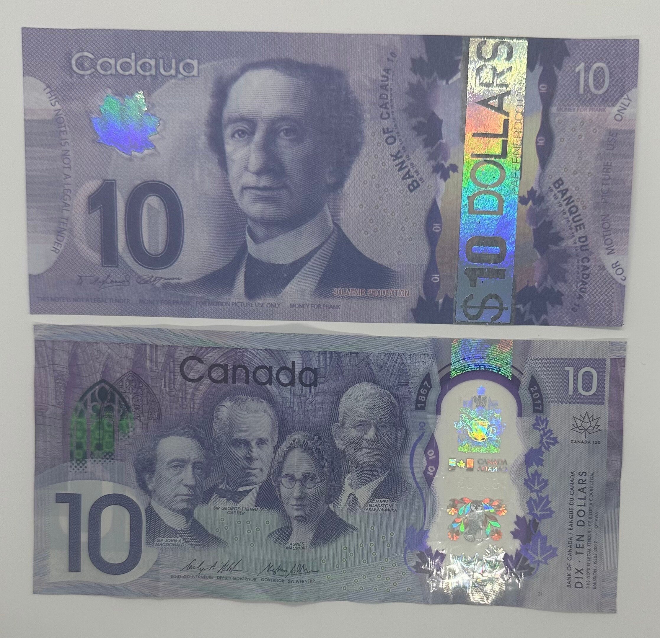 Canadian 10 dollar placeholder money | placeholder play money | placeholder slips  | Papernerdco