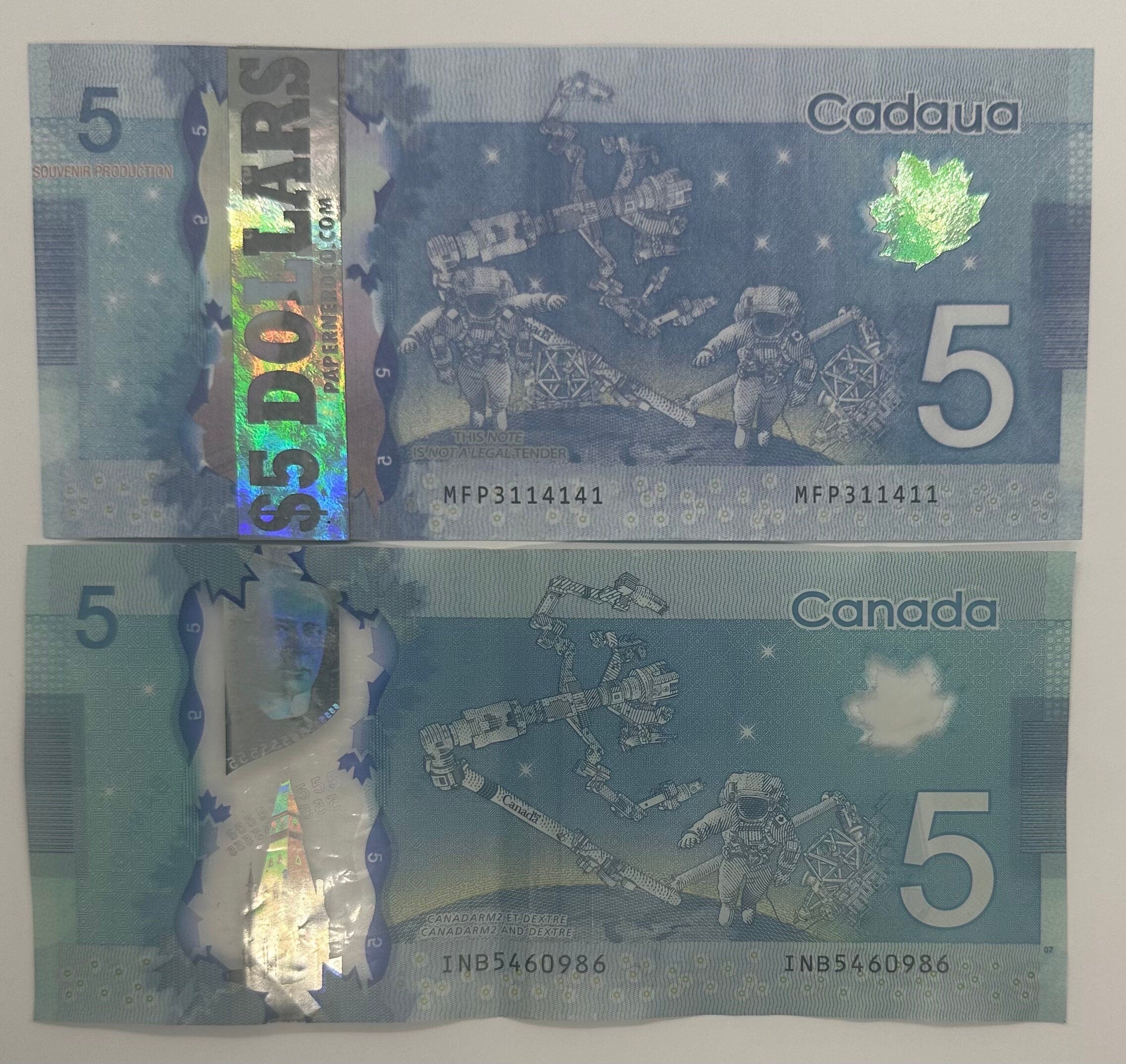 Canadian 5 dollar placeholder money | placeholder play money | placeholder slips  | Papernerdco